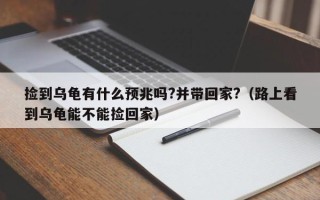 捡到乌龟有什么预兆吗?并带回家?（路上看到乌龟能不能捡回家）