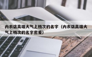 内衣店高端大气上档次的名字（内衣店高端大气上档次的名字密爱）