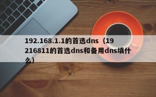 192.168.1.1的首选dns（19216811的首选dns和备用dns填什么）